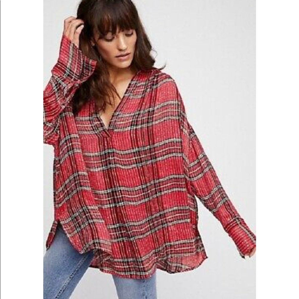 Free people red fearless love ❤️ tunic pull over - Picture 1 of 8